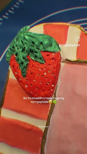 trypophobia, strawberry, air-dry clay art #fyp #airdryclay #trypophobia #phobia #triggers