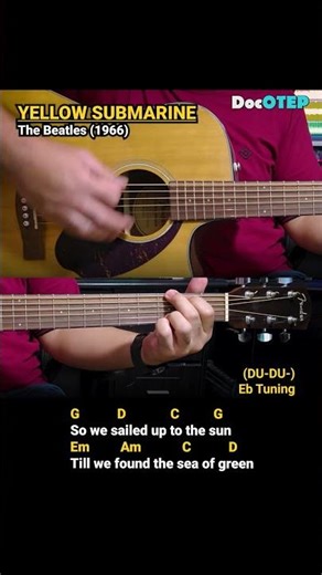 Yellow Submarine - The Beatles (1966) Easy Guitar Chords Tutorial with Lyrics Part 1 SHORTS REELS