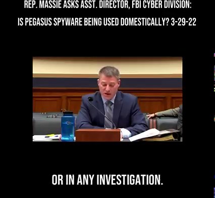 10K views · 960 reactions | Is Pegasus spyware being used domestically? I asked this question to the Assistant Director of the FBI's Cyber Division today. | Congressman Thomas Massie | Facebook