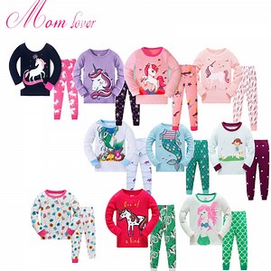 [Hot Item] 100% Cotton Sleeping Clothes Cartoon Pyjamas Kids Pajamas Character Girls Sleepwear 2 PCS Girl Cute Unicorn Kids Pajamas Set