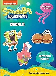 SpongeBob SquarePants Decals- Set of 3 SpongeBob, Patrick Star, Krabby Patty Stickers for Kids and Adults - Vinyl Decals for Laptop, Tumbler, Water Bottle, Vehicles