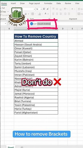 How to Remove Brackets in Excel | Ctrl + H Find & Replace Trick | Study Nest