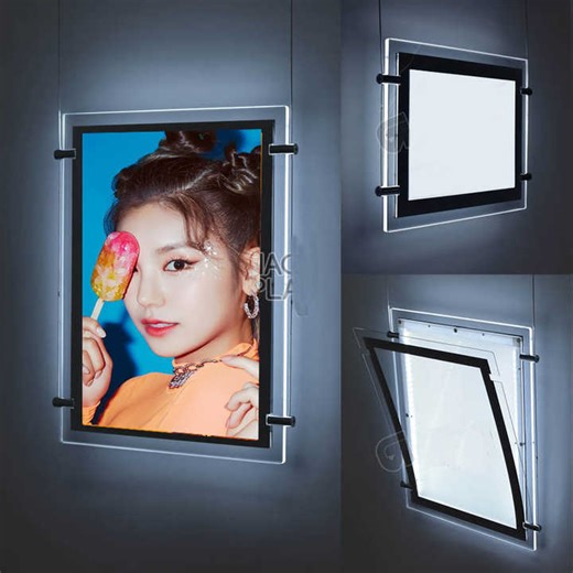 Crystal Lightbox Real Estate Window Display Led Light Pocket Hanging Picture Frame Photo Backlit Acrylic Led Panel Light Box