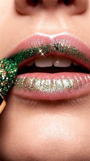 Forest Emerald Lipstick ASMR 💚💄 | Lips Transform Into Shimmering Emerald Rings with Sparkle