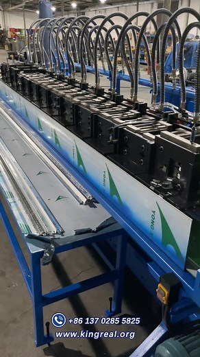 18K views · 158 reactions |  Ceiling T Bar Making Machine | Roll Forming Machine #ceilingtgrid #MetalCeiling #ceilingframe #rollformingmachine #formingmachine #rollforming | Kingreal Roll Forming Machine | Facebook