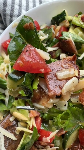 The BEST Family Favorite Salad recipe ever! This easy salad is made with fresh romaine lettuce, two kinds of cheese, crispy bacon, sweet tomatoes, crunchy toasted almonds, and fresh cucumbers all tossed with a healthy lemon vinaigrette 🥗🍋🥒 Recipe: https://ohsweetbasil.com/the-best-salad-de-maison-recipe/ #ohsweetbasil #recipe #dinner #lunch #salad #lemon #bacon #cheese #almonds #cucumber #vinaigrette | Sweet Basil