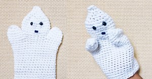 Halloween Crochet Ghost Hand Puppet Part of The 2024 Halloween Crochet Along