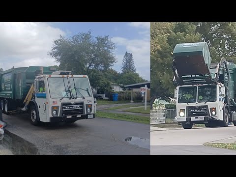 Waste Pro's Mack LEU Heil Python on Trash/Roaring Mack LEU Heil Half Pack Curotto Can On Recycling