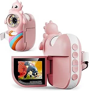 Microscope for Kids - 1080P Handheld Digital Microscope,Portable Pocket 500X with 8 LED Lights, 2'' LCD Screen,Educational Science Christmas Birthday Gifts for Age 3 4 5 6 7 8 Girls Boys Pink