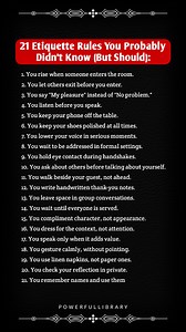 484K views · 2.1K reactions | 21 Etiquette Rules You Probably Didn't Know (But Should): | Power library | Facebook