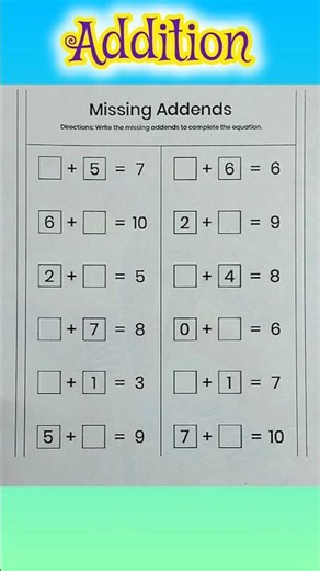 Addition : Missing Addends #addition #maths #mathshorts #shorts