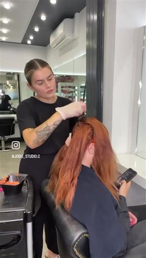 Ginger Highlights on Black Hair with Evo Products