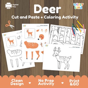 Deer Craft Cut and Paste & Coloring Pages | Forest Woodland Animal Activity