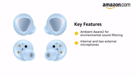 Samsung Galaxy Buds+ Plus, True Wireless Earbuds w/Improved Battery and Call Quality (Wireless Charging Case Included), (Cloud Blue) (Renewed)
