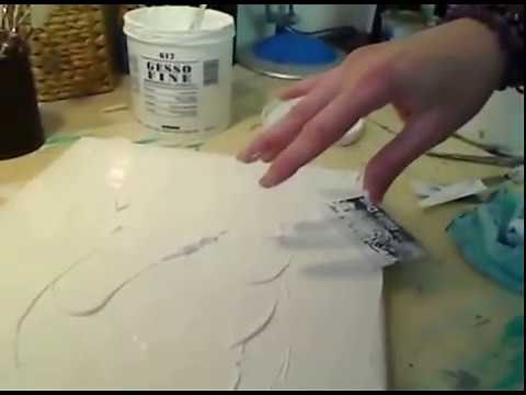Textured painting technique with acrylic chalk and "sfregazzo" - part 1