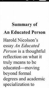 An Educated Person Summary