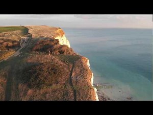 Drone views of Seaford Head, E.Sussex, before and after cliff face collapse on 14 Oct 2018