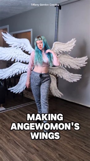 Tiffany Gordon on Instagram: "As requested here is how I made the Wings for my Angewomen cosplay from Digimon! I specifically designed this harness for it to be worn under the cosplay and for each of the wings to be detachable. To do this I used my @josefprusa XL to print the base harness and for the knuckle parts I used my provided printer from @elegoo . I then cut and added PVC pipes and heat bent them into the shape of the wings. For the feather parts, I used Fosshape provided by @coscom_cosp