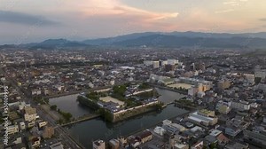 Hyperlapse: Day becomes night as Imabari Castle and sprawling city light up