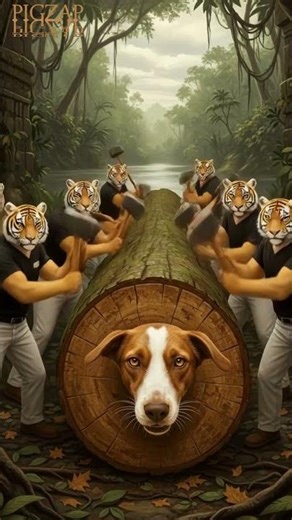 rescue dog from giant log #animals #funny #shorts #comedyeffect #shortsfeed