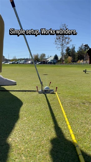 Face control, face control, face control. You can put the tees closer together to make this drill harder. #golf #golfswing #putting