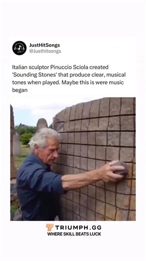 Memes on Instagram: "Italian sculptor Pinuccio Sciola became known worldwide for his “Sounding Stones” — massive limestone and basalt blocks he carved with precise parallel cuts so they could produce clear, resonant tones when touched or rubbed. What makes them special is that the sound isn’t added or amplified; the stone itself vibrates like an ancient instrument, creating harmonics that feel almost otherworldly. Sciola called it “the voice of the stone,” and researchers confirmed the acoustic 