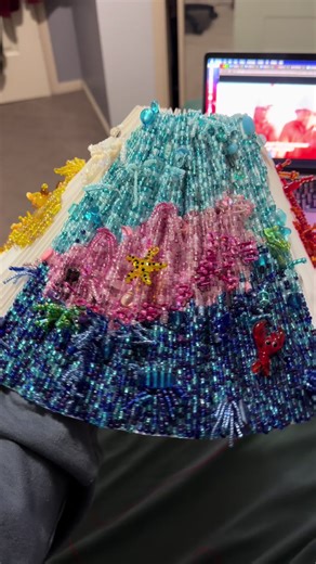 Transforming My Old Lamp Shade with Ocean-Themed Beading