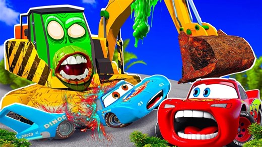 217K views · 2.6K reactions | Big & Small : McQueen and King vs Excavator ZOMBIE & Mack Truck SLIME Trailer cars in BeamNG.drive | Beamng Game | Facebook