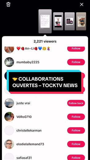 🤝 COLLABORATIONS OUVERTES – TOCKTV NEWS Avec une communauté engagée ❤️et des contenus qui génèrent de fortes interactions, Tocktv News est ouvert aux collaborations, partenariats et mises en avant 📲🔥 🎯 Influenceurs 🎯 Marques 🎯 Créateurs de contenu 🎯 Médias & projets engagés 📩 Pour toute proposition sérieuse: 👉 DM ouverts 👉 Contact: @HBinfluence Construisons ensemble des contenus impactants 🚀 #jessicathiveninetthibaultgarcia #jessicathivenin💕 #thibaultgarciavlog