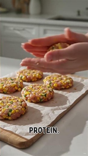🍔 High-Protein Chicken, Zucchini & Corn Burgers | Easy Healthy Recipe! 💪🌽