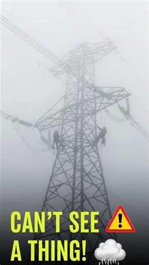 Power Line Workers in FOG: Extreme Heights & Zero Visibility (Real Footage!) #shorts #california