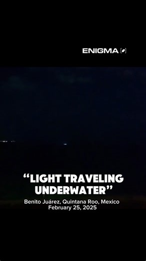 At Enigma, we've received many reports of objects traveling underwater 🌊. Take a look at this one from a user in Benito Juárez, Quintana Roo, Mexico! Read their report below ⬇️ Witness Report: "We were sitting on a porch, facing the Gulf of Mexico, 4 stories high. We saw two things: My husband and I saw this light travel underwater in front of us. No noise, no other lights to indicate it was a boat. We estimated it travelled about 5 miles in 2 minutes. About 10 minutes later, we filmed a flicke