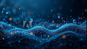 Blue abstract vector wave pattern illustration with light particles and a sea snake design
