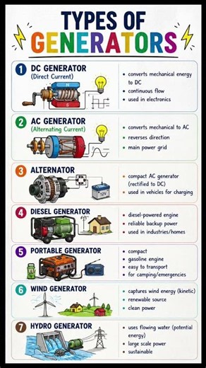 ⚡ "7 Types of Generators Explained in 10 Seconds!"