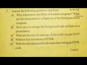 Class 9 Computer Science Annual Examination Question Paper 2021
