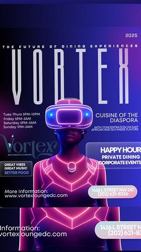 Vortex Restaurant & Lounge on Instagram: "Not your average lounge! Juneteenth weekend recap. Make your next outing night unforgettable at Vortex. Great food, cozy atmosphere, and the perfect setting for memories. Book your table now — call (202) 621-8326! 1426 L St NW, Washington, DC 20005"