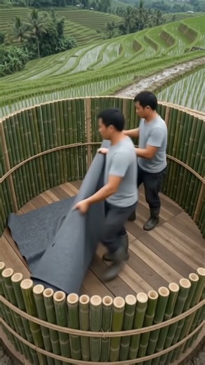Building a Giant Bamboo Pool in the Rice Fields!