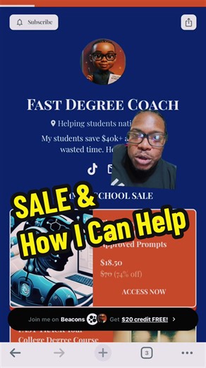 🎓 Everything I have on sale right now to help you graduate college FAST: ✅ Your Degree, Your Way: Custom course blueprint ✅ Fast Track Starter Kit: The jumpstart bundle ✅ Fast Track Degree Course: Step-by-step guidance ✅ 1-on-1 College Coaching: Personalized support ✅ Scholar’s AI Prompt Vault: 200 writing prompts that actually work Whether you need a full plan, a little push, or just help with assignments… I’ve got something for you. 📲 Check the Iink in my b10 & stop doing this alone. #gradua