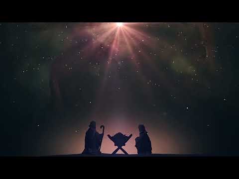 Christmas Manger Nativity Scene North Star Mary Joseph Baby Jesus Starry Night Background Loop