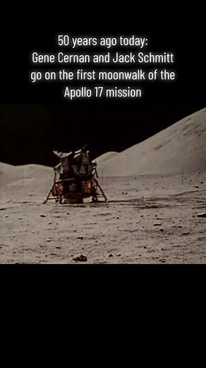50 years ago today: Astronauts Gene Cernan and Jack Schmitt go on the first moonwalk of the Apollo 17 mission, December 11, 1972. #moon #space #history #historia #apollo17 #otd #science #film #learnontiktok