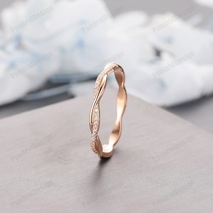 Twist Moissanite Simulated Diamond Stacking Ring Class Style Women's Ring Rose Gold - Etsy