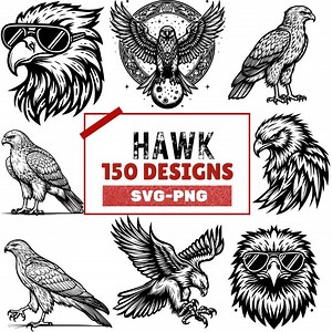 Hawk Designs Bundle: 150 Majestic Hawk Clipart (PNG SVG Files) - Etsy