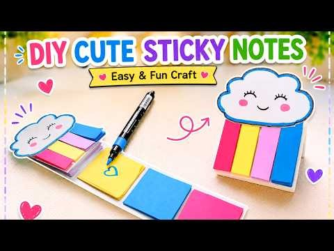 How to Make DIY Sticky Notes ☁️ | Cute Paper Stationery Craft