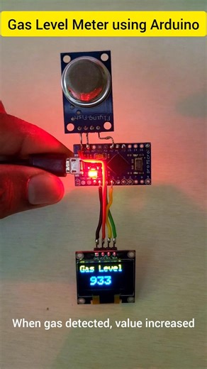 Gas level monitor using arduino and mq5 sensor 🔥🔥 #circuitstories #diyprojects #arduinoproject #gas