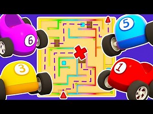 Colored racing cars in the MAZE! Learn colors with Full episodes of Helper cars cartoons for kids.