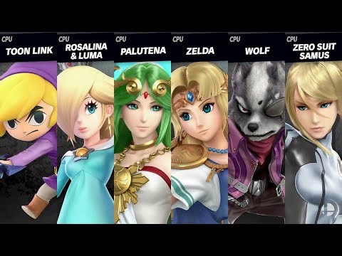 Super Smash Bros. Ultimate - Toon Link VS Rosalina VS Palutena VS Zelda VS Wolf VS Zero Suit Samus
