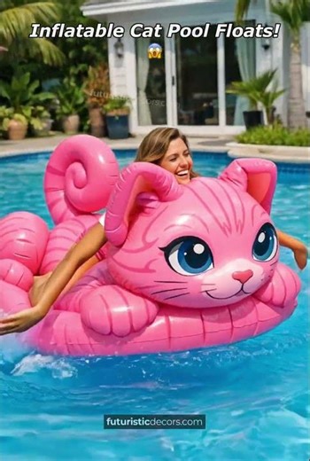 OMG! Inflatable Cat Pool Float! 😱👏 I need one!