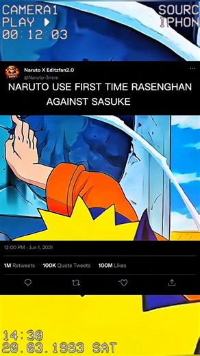 Naruto first time use Rasingan against sasuke #naruto #sasuke
