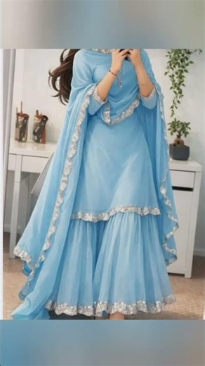 Elegant sky blue sharara design outfit 🤌♥️#messho #meeshofinds #fashionoutfit