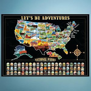 Sensemory ALL 63 US National Park Scratch Off Map, RV Map of States Visited, Best Gifts For People Who Travel, Travel Gifts For Men, White Elephant Gift For Adults